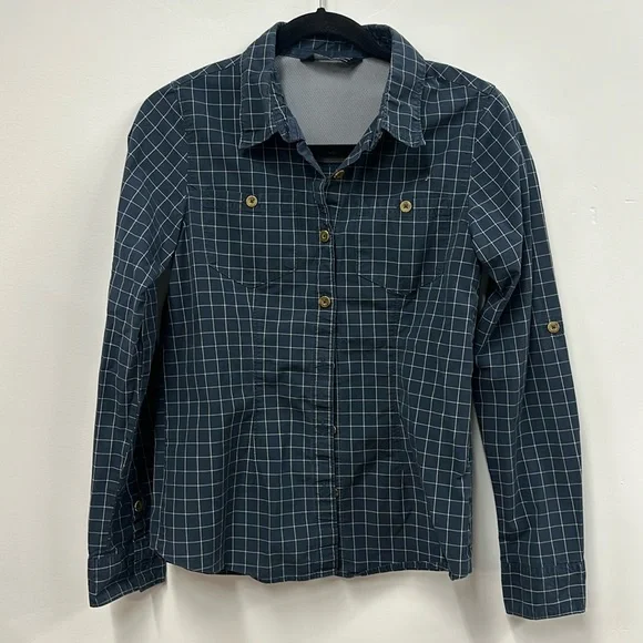 The north face navy blue check vented button up shirt xs - Picture 1 of 5